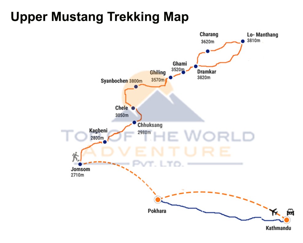 Upper Mustang Trekking map